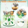 Safari Animal Cake Topper - Jungle Wild Cake Toppers with Monkey Lion Elephant Giraffe and Leaves Balls Cake Decorations