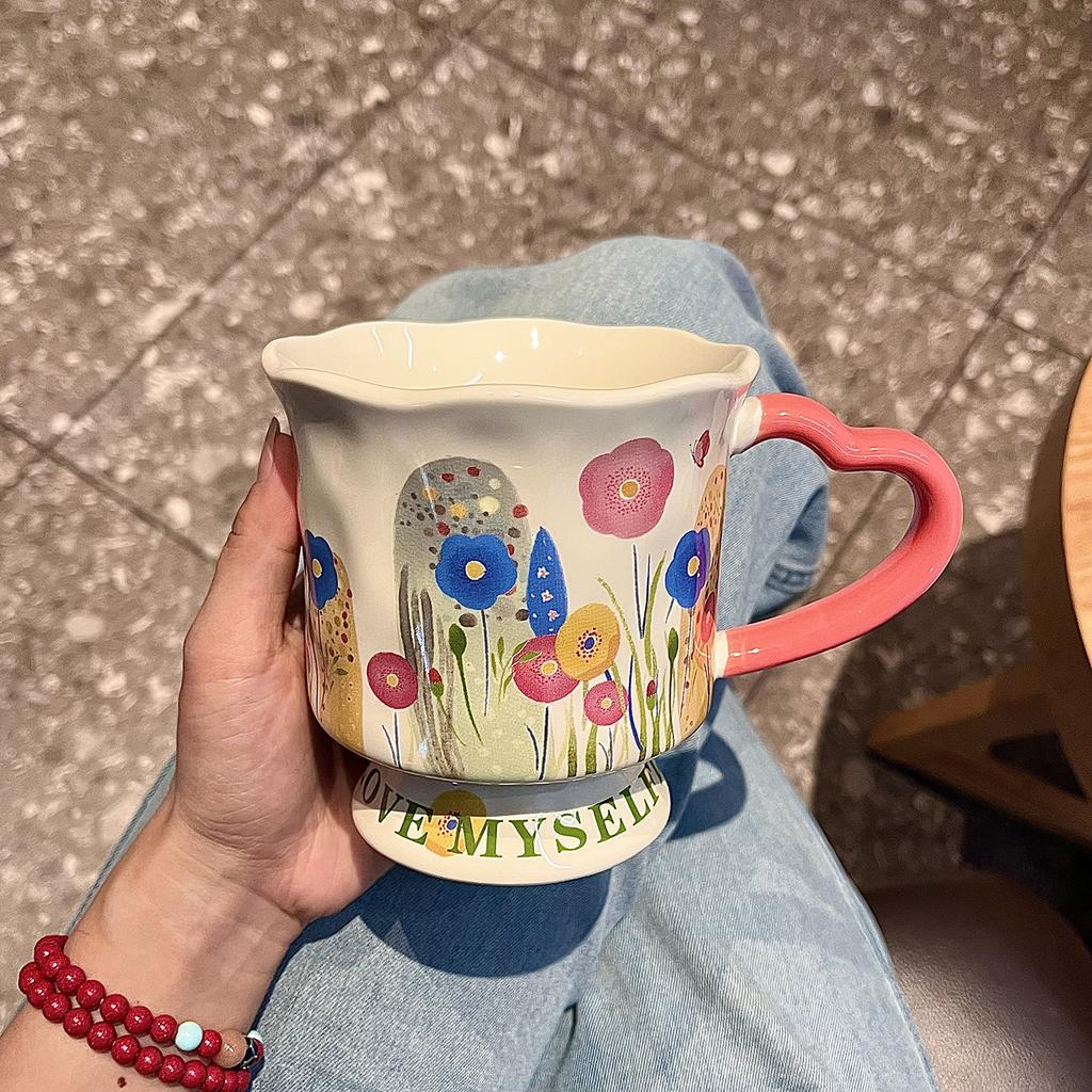 High-End Ceramic Cups, Niche Design Water Cups, Large-Capacity Coffee Cups, Mugs, And Gifts For Girls