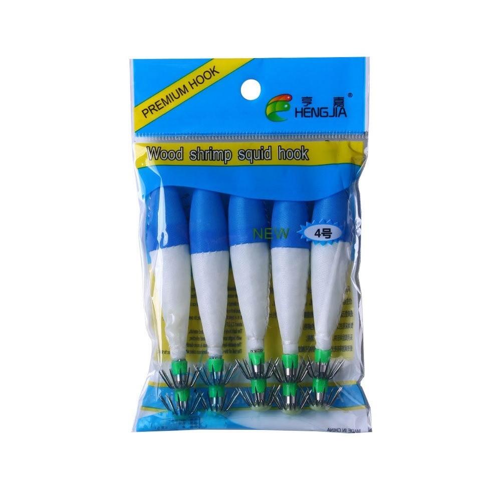 6.3g Wood Shrimp Lure Bright Color Cuttlefish Bait Shrimp Squid Hook Saltwater Fishing Tackle