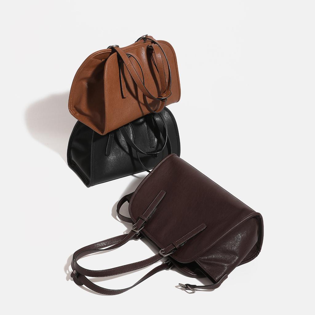 2024 Fall/Winter New Niche High-End Bowling Bag Vintage Single-Shoulder Crossbody Large-Capacity Commuting Bag for Women