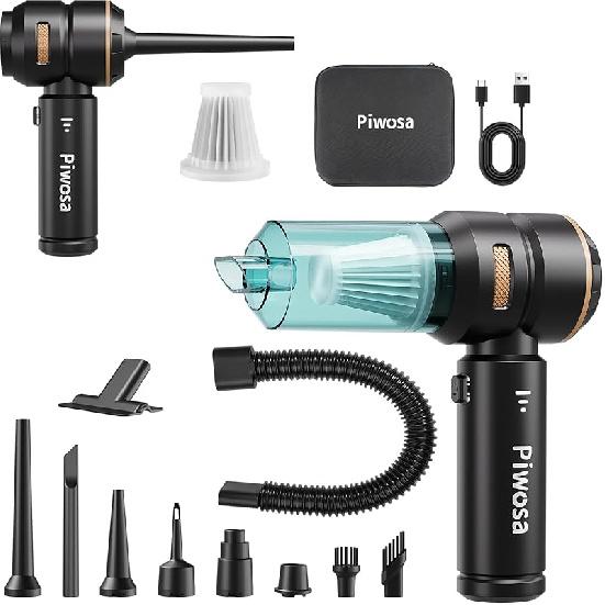 Handheld Vacuum Cordless, Car Vacuum Cleaner with Brushless Motor, Strong Suction Vacuum & Compressed Air Dusters with LED Light, Type C Port,