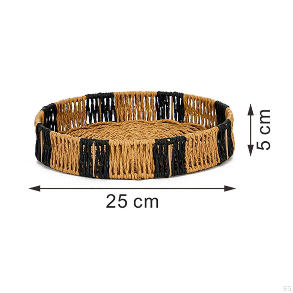 Round Braided Serving Tray for Fruit, Multipurpose Basket, Organizer Weddings, Countertops,