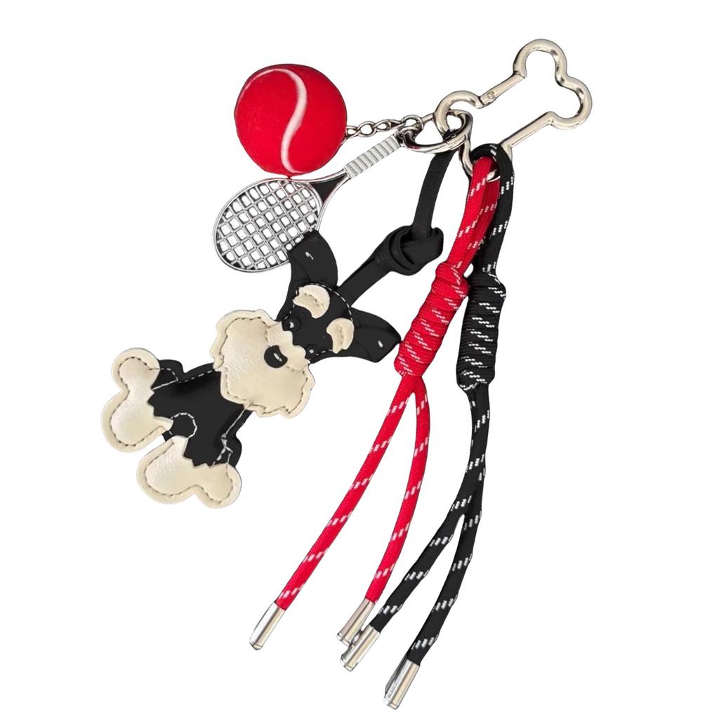 Adorable Schnauzer Dog Keychain Bag Charm Handcraft with Fine Details for Daily Use and Handbag Car Key Decoration