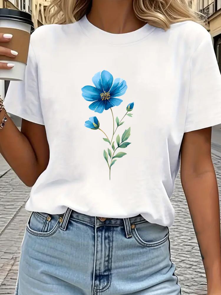 (Asian Size) Tee Top sweet letter style trend Print Women Woman Fashion Clothing Short Sleeve T Shirt  Female Graphic T-shirts