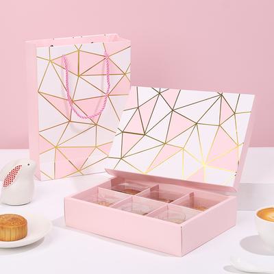 10 stücke Rosa Geometrische Verpackung Boxen 6-stück Verpackung Boxen und Handtaschen Picknick Backen Verpackung Liefert