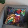 2D Colorful Stained Glass Peacock Pattern Pillow Cover Pattern Cushion Cover Suitable For Sofa Bedroom Car Pillow Cover
