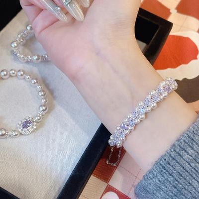 Star Zircon Pearl Round Bracelet Light Luxury Exquisite High-end Bracelet Niche Temperament Versatile Jewelry Women