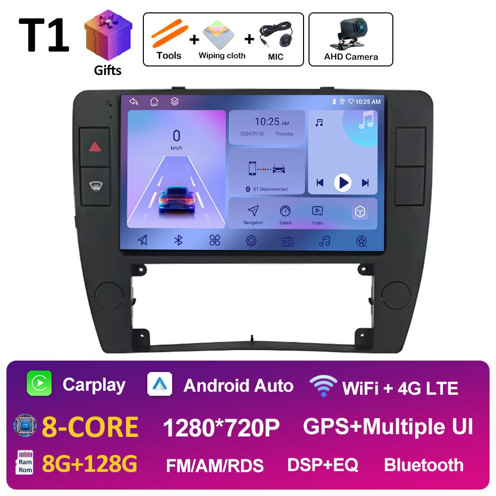 Sistem stereo wireless Carplay DSP pentru Volkswagen Passat B5 2000 2001 2002 2003 2004 2005 Android 14, ventilator de răcire, accesorii Bluetooth