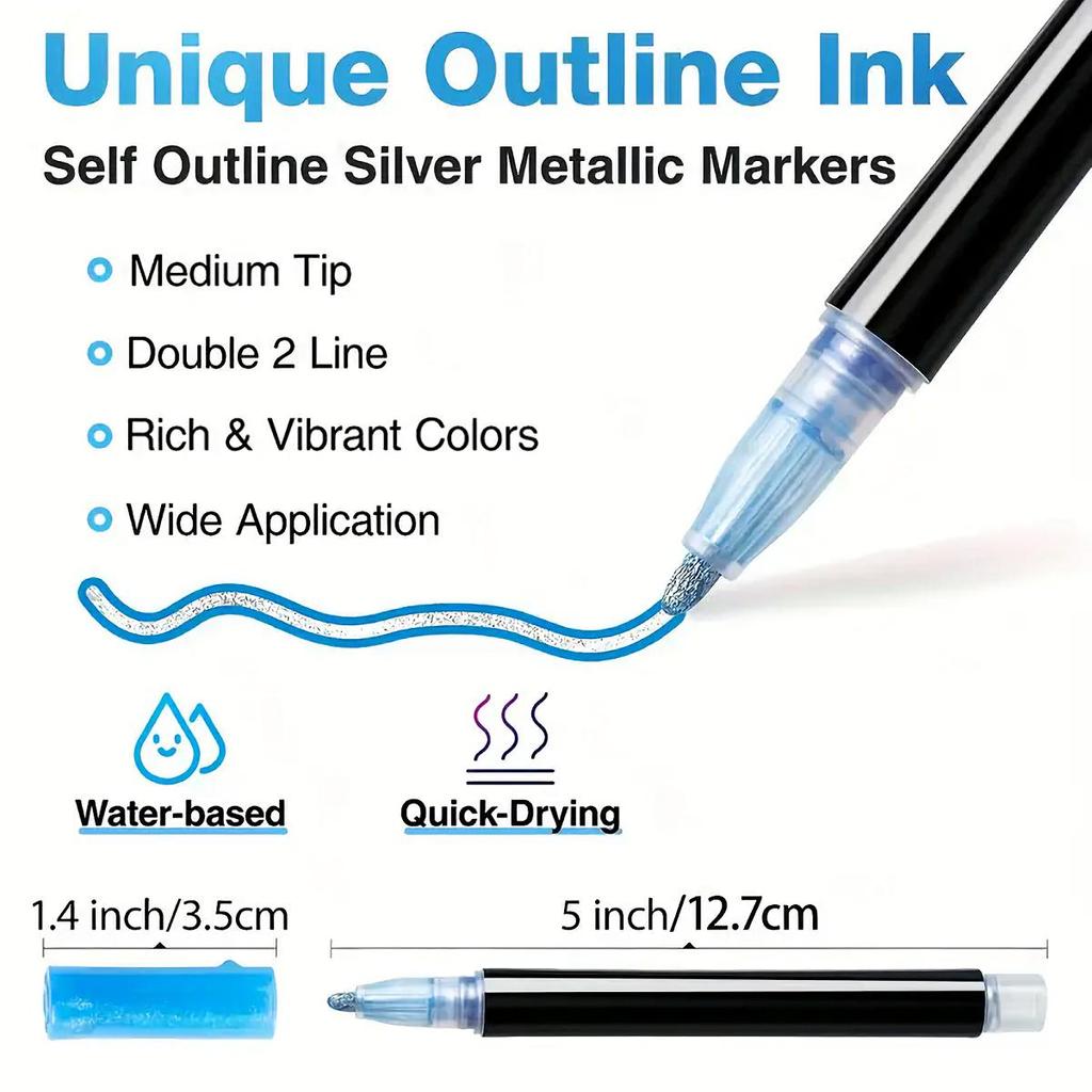 8/12/24/36/48/60 Colors Double Line Outline Highlighter Marker Pens