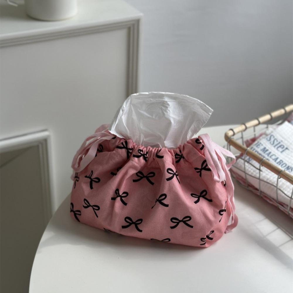 

Desktop Decoration Bow Tissue Bag Handbag Tissue Box Creative Storage Bag Home Style 1