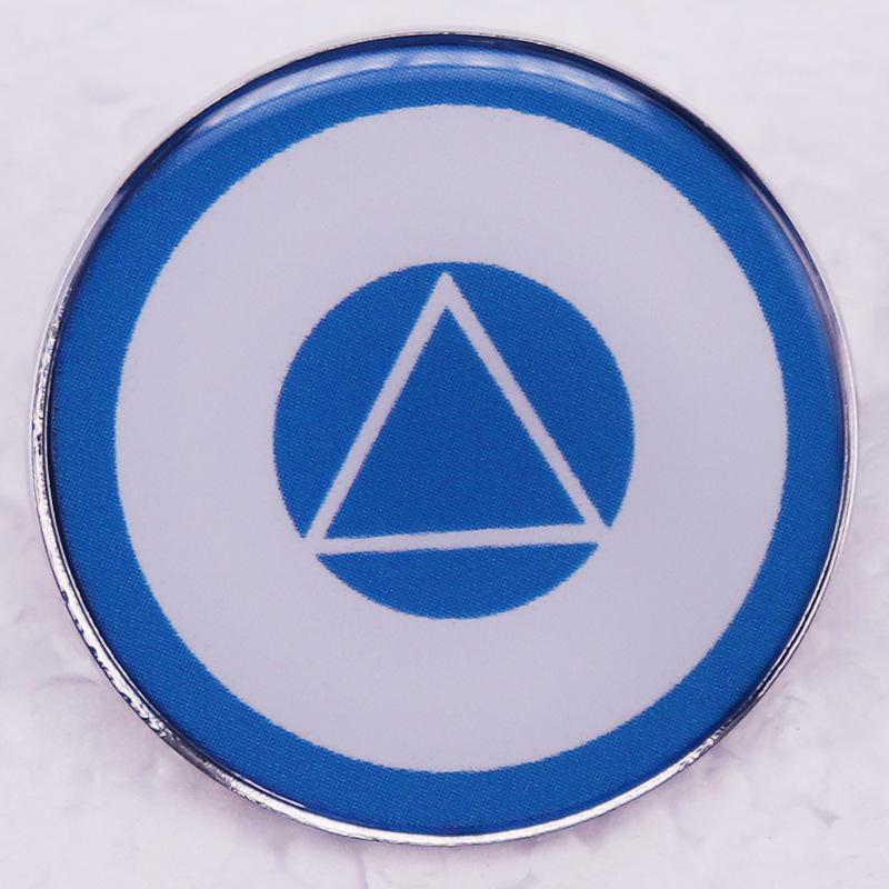 Anonymous Triangle Round Logo Badge Brooch - Alcoholics Anonymous Accessory