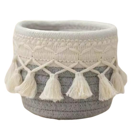 

Storage Box Large Capacity Thickened Storage Organizer Multipurpose Tassel Decor Container for Home Bedroom Living Room S серый