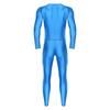 Men‘s Compression Swimwear & Gym Romper S-3XL: Shiny Long Sleeve Jumpsuit with Front Zipper, Flatlock Seams for Comfort