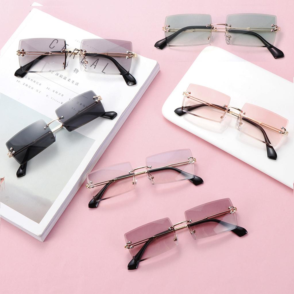 Rimless Sunglasses Ocean Film Progressive Film Sunglasses Metal Square Fashion Sunglasses Women's Sunglasses