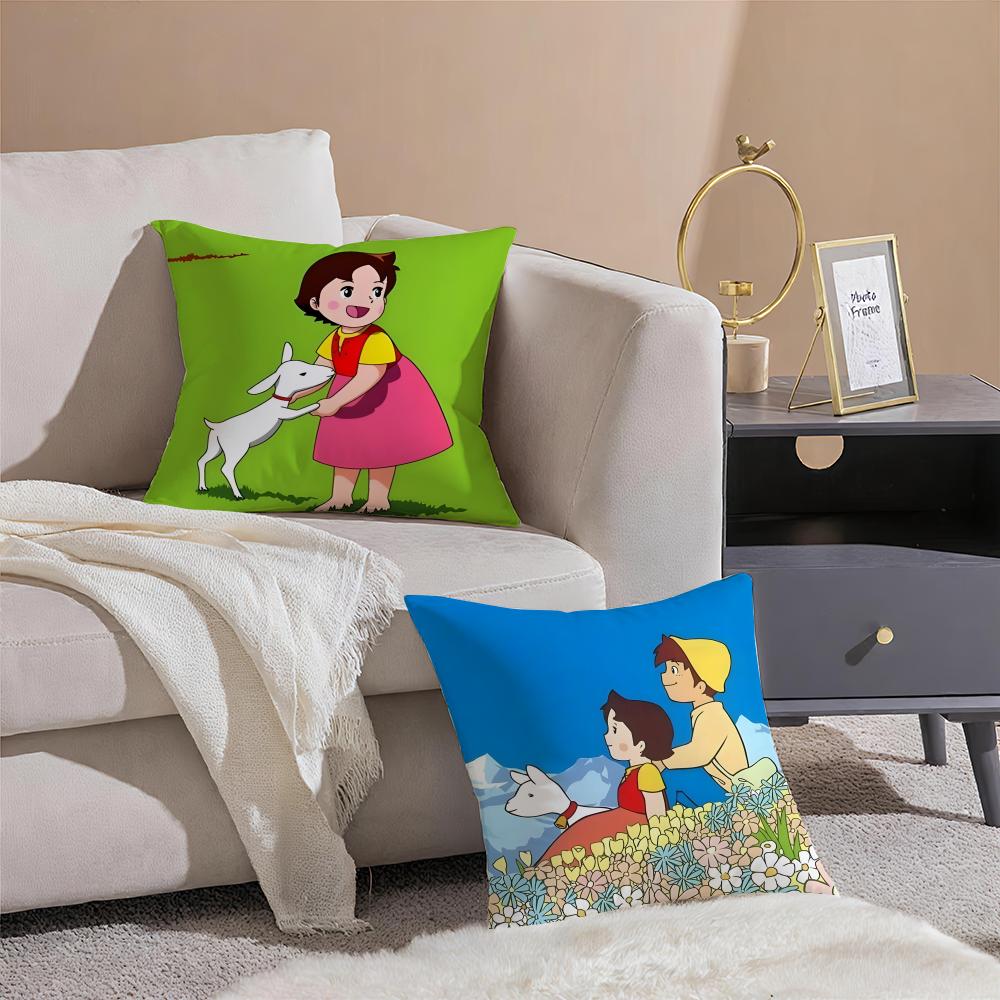 Anime Heidi Una Ragazza Delle Alpi Icone Federa Cuscino Copricuscino in Lino Morbido Decorazione Per Divano Stanza di Casa