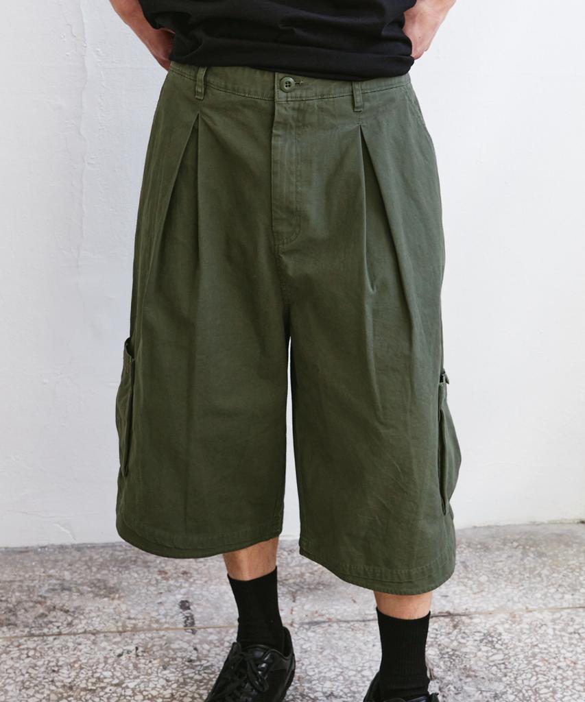 Iseuteuseobiseusyab Vintage Cotton Cargo Bermuda Pants - Khaki
