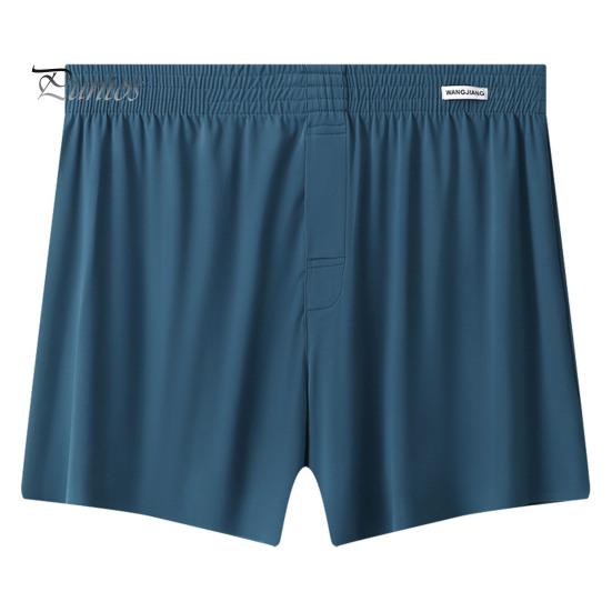 

Мужские трусики, летние свободные крутые боксеры из мягкой дышащей ткани, эластичный пояс, быстросохнущие однотонные пижамные штаны 4XL озеро синий