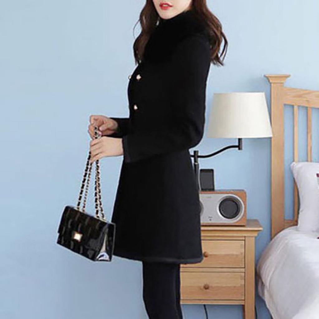 Women Winter Warm Outwear Wool Lapel Trench ParkaCoat Jacket Overcoat StylsihWi
