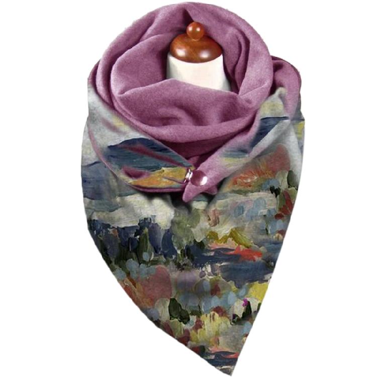 Cotton Scarf for Cold Winter Warm Thick Wrap with Button Soft Scarves for Ladies 1