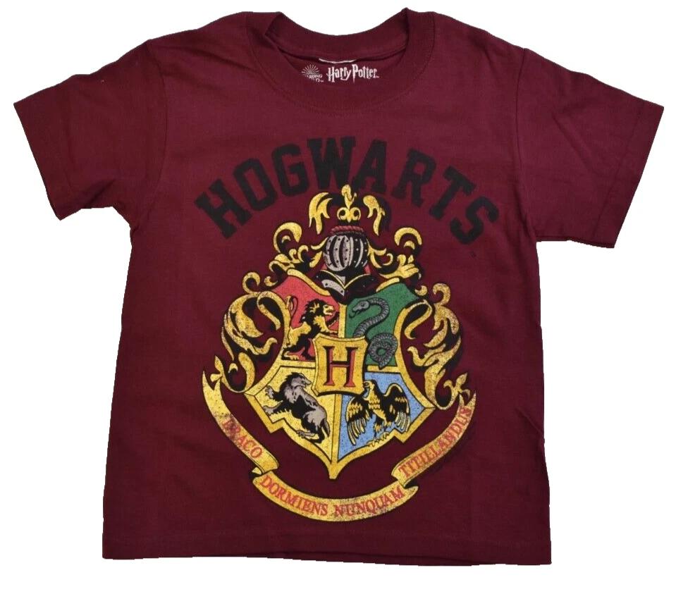 Harry Potter Youth Boys Hogwarts Crest Maroon Shirt NWT XS XL