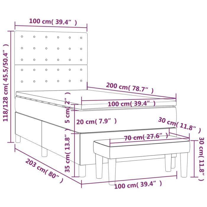 VidaXL Divan Bed with Mattress White 100x200cm Faux Leather - Model 3137648