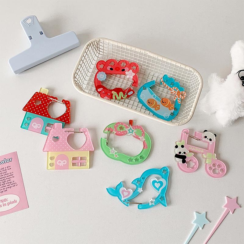 Acryl Cartoon Schlüsselanhänger Halter Ins Stil Haus Musiknote Apfelförmiges Dekor Für Taschenanhänger Haken DIY Schlüsselanhänger