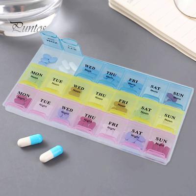 Pillendose, 21 Fächer, wasserdicht, dreireihig, nachfüllbar, wöchentliche Vitaminpillen, Etui, Haushaltsbedarf