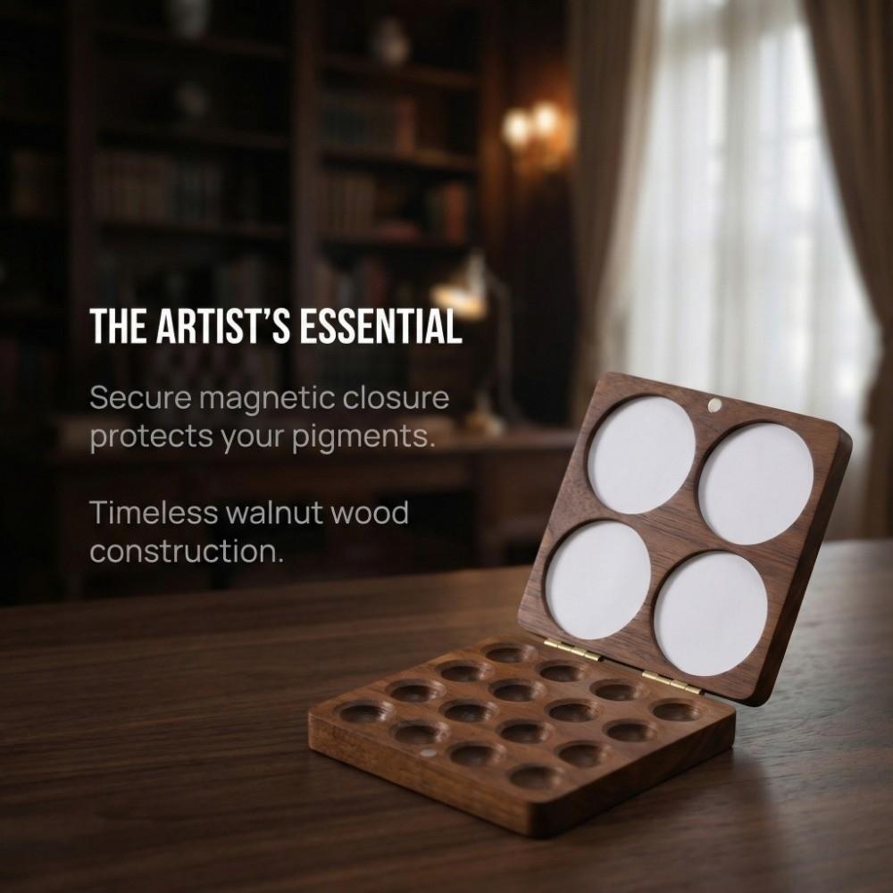 Compact Watercolor Palette Walnut Wood Pocket Palette Mixing Paint Tray  Sketch Painting