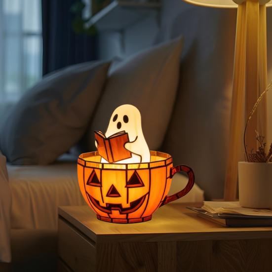 Ghost Bubble Bath Lamp Cute Ghost-Themed Night Light Color-Changing LED Mood Light for Bedside Bathroom Decor