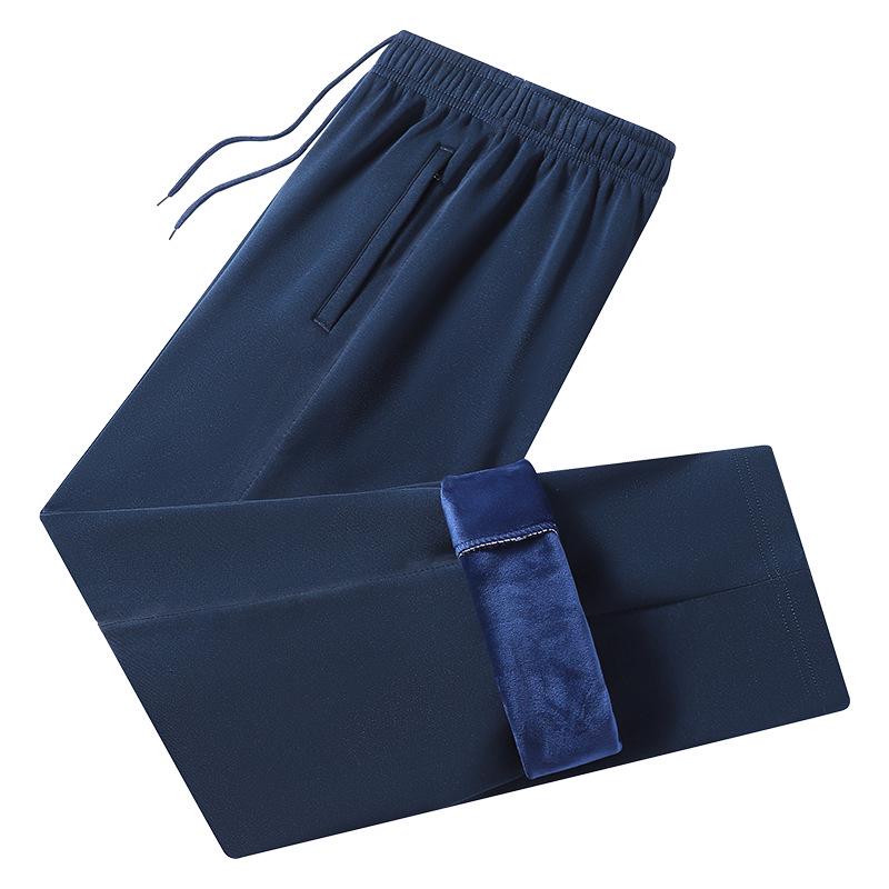 Fleece-Lined Cotton School Uniform Pants for Boys & Girls - Straight-Leg, Solid Color, Thick Winter Version for Middle & High School Students