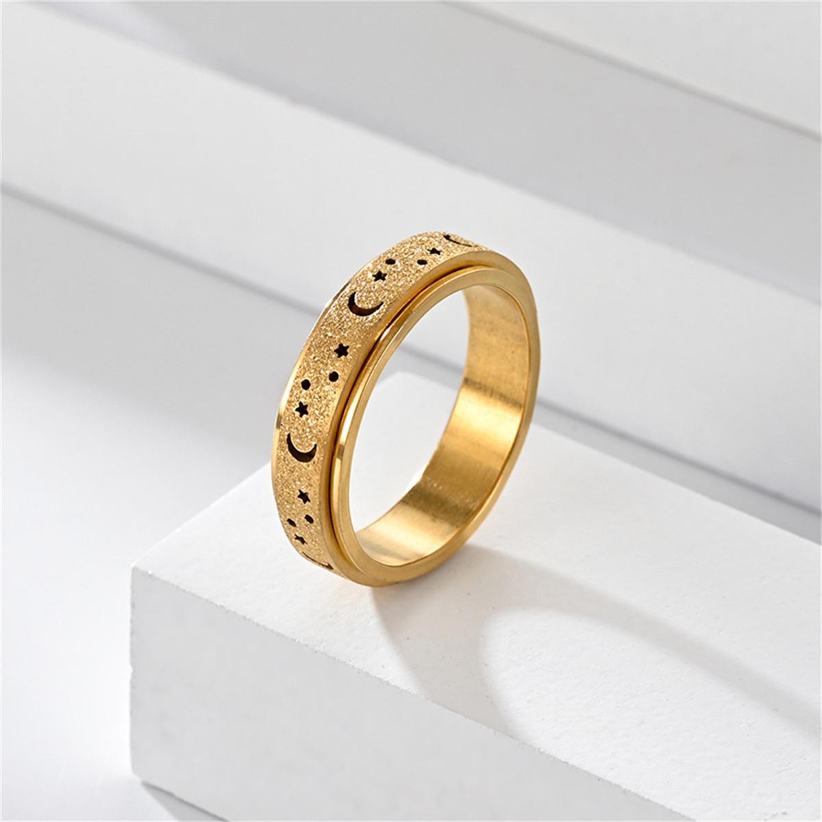 

Classic Frosted Stainless Steel Moon and Star Rings for Men Resistant To Stress and Anxiety Exquisite Simple Ring Accessories 5