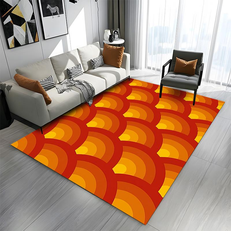 Retro Orange Wave Pattern Patterned Carpet a Non Slip Rug Suitable for All Seasons and Any Setting, Gift