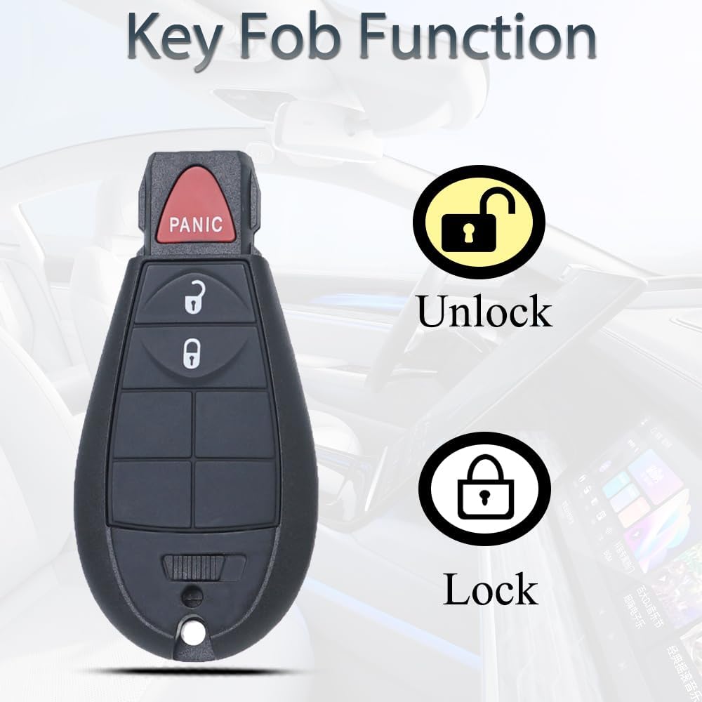 Key Fob Fobik Style Keyless Entry Fits for Jeep Cherokee 2014 2015 2016 2017 2018   Remote Control Key Replacement GQ4-53T (4A Chip) 68105081 3