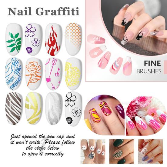 45659 Sets 12 Colors Nail Art Pens DIY Gel Nail