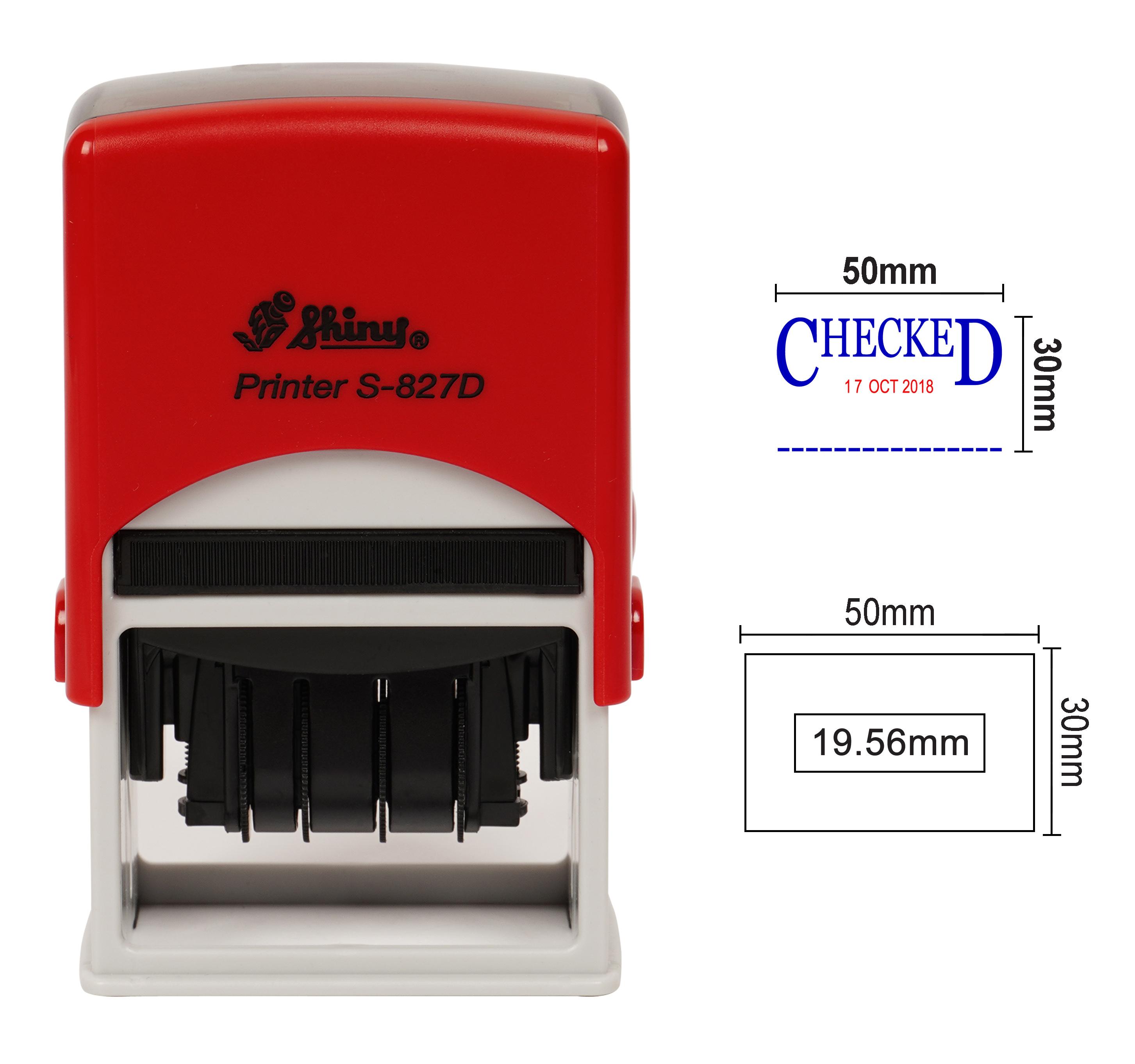 

Самонабірний блискучий датер з текстом Перевірено Офісне канцелярське приладдя Гумова печатка Blue With Red Date - 50 mm x 30 mm синій