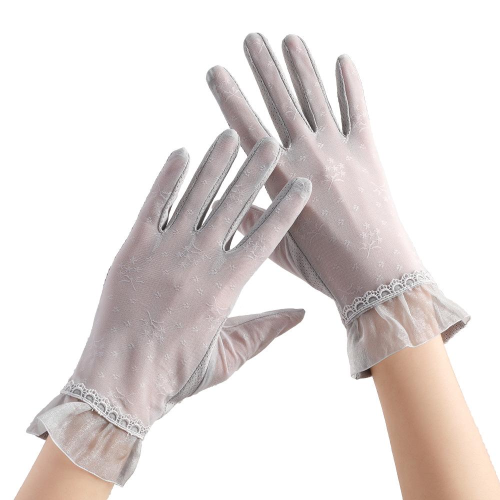 Women's Lace Sunscreen Gloves Outdoor Driving and Riding Fairy Light and Thin Summer Anti Slip Breathable Fashion Sunshade Gloves