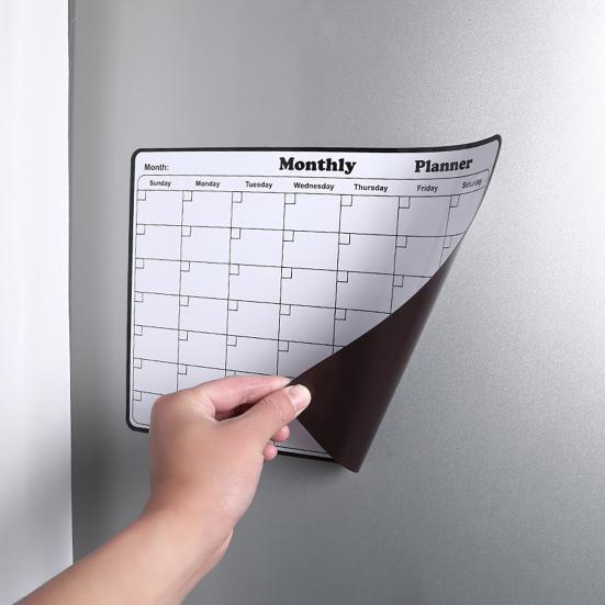 Magnetic Dry Erase Whiteboard for Fridge Reusable Monthly Calendar & Weekly Planner Blackboard Style Note Pad Kitchen Message Board