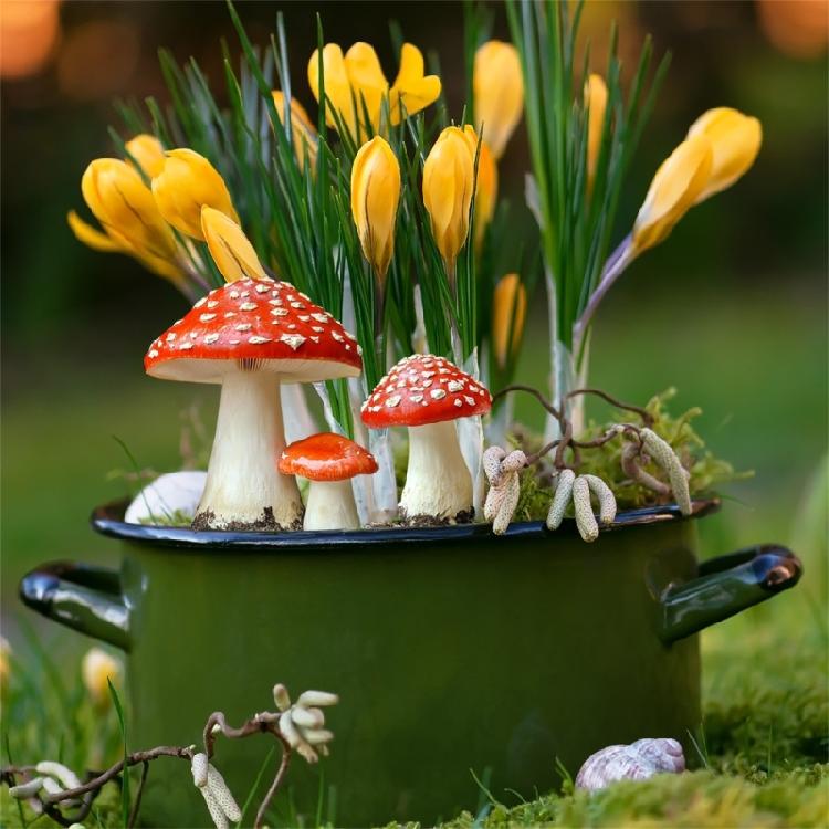 Whimsical Forest Mushroom Stakes Cottage Yard Sign Lawn Ornaments Suitable For Easy Installation In Gardens Flower Beds