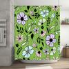 Bright Floral Shower Curtain Green Boho Decor Modern Bathroom Accents