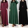 Elegant Plus Size Women Cotton Long Sleeve Vintage Kaftan Casual Maxi Dress