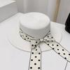 New Straw Hat Summer Sun Hat Polka Dot Long Streamer Flat Top Hat Seaside Beach Vacation Sun Hat