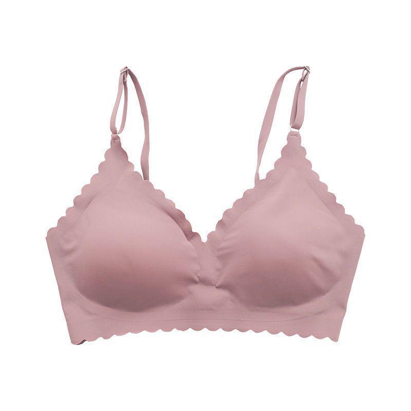 Seamless Ultra-Thin Ice Silk Wireless Trapezoid Cup Sports Bra XL 180-200 lbs розовый