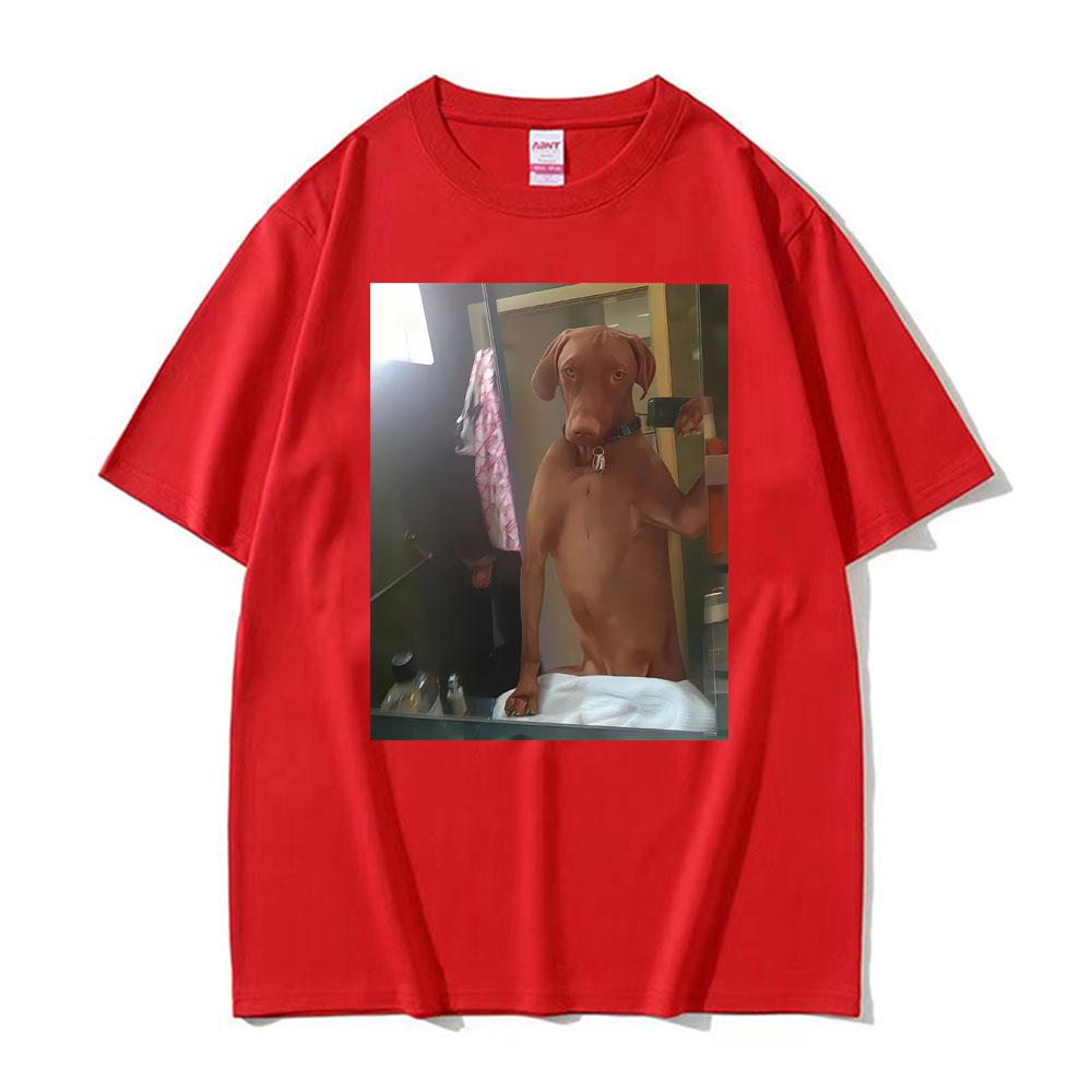 Dog Taking A Selfie Stupid Meme T-shirt Men's Women Clothing Fashion Loose T Shirts Oversized 100_ Cotton Casual Hot Sale TShirt