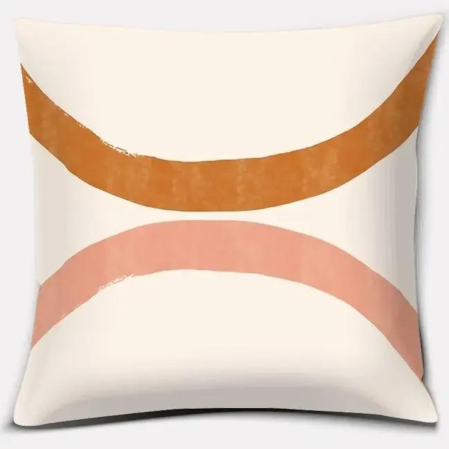 Warm Color Geometric Series Throw Pillow Home Office Decoration Bedroom Sofa Car Cushion Cover With Zipper Pillowcase