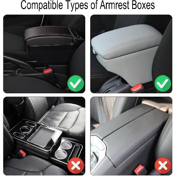Center Console Cover Universal Armrest Cover with 2 Storage Bags Leather Car Middle Console Cover Arm Rest Cover for Car Interior Accessories