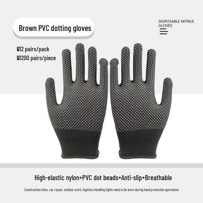 Huiboshi 13-Gauge Nylon Dotted Work Gloves (12 Pairs)