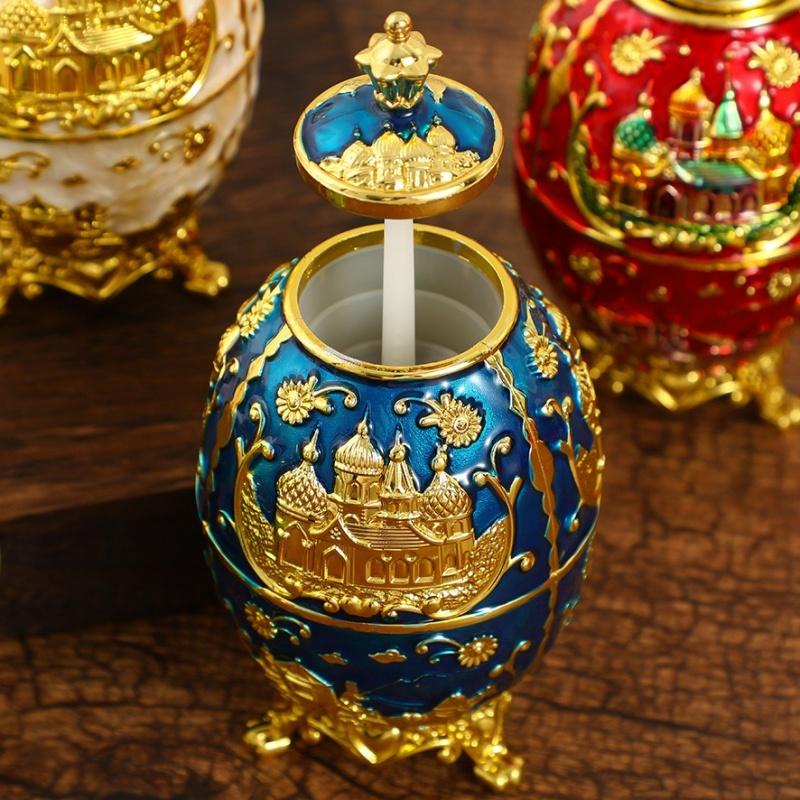 Automatic Push-type Toothpick Box Plastic Enameled Castle Toothpick Organizer Holder Dresser Desktop Decoration Unique Gift
