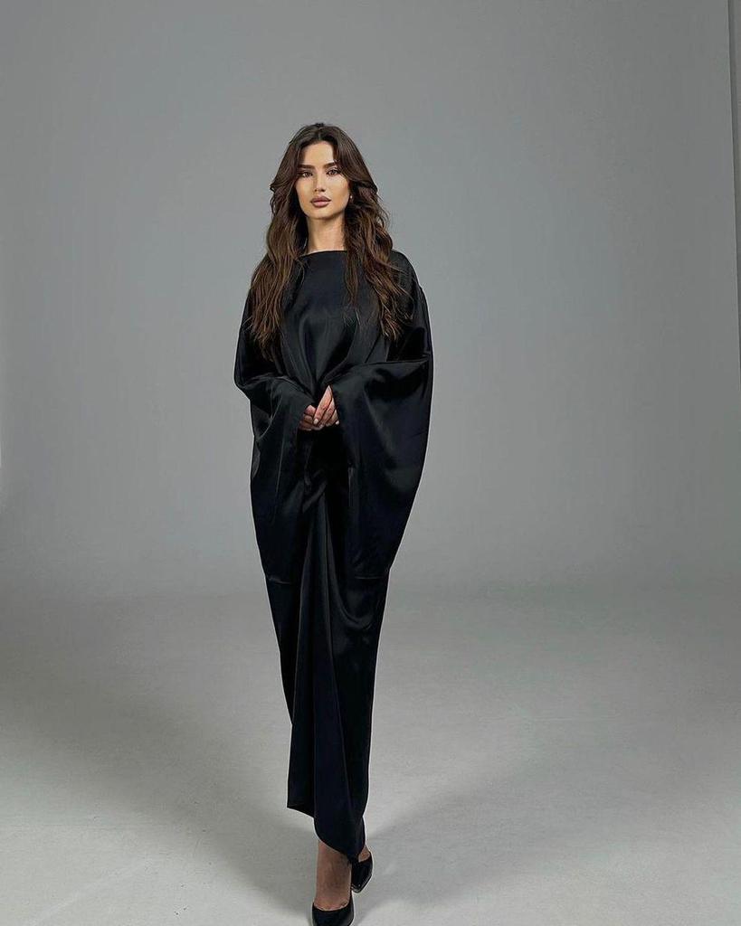 2024 Satin Batwing Sleeve Irregular Long Dress Two-Piece Set for Women