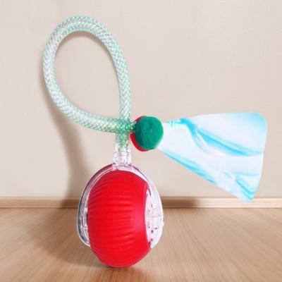 Interaktiver Katzenspielzeugball mit elastischem Netzschwanz, automatisches Haustier-Trainingsspielzeug, bewegungsaktiviertes elektrisches Katzenspielzeug für Wohnungskatzen