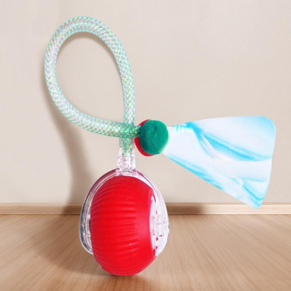 Interaktiver Katzenspielzeugball mit elastischem Netzschwanz, automatisches Haustier-Trainingsspielzeug, bewegungsaktiviertes elektrisches Katzenspielzeug für Wohnungskatzen